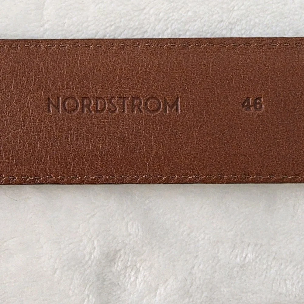 Nordstrom Men's Brown Sepia Genuine Leather Dress Belt Made in Italy Size 46 1.5